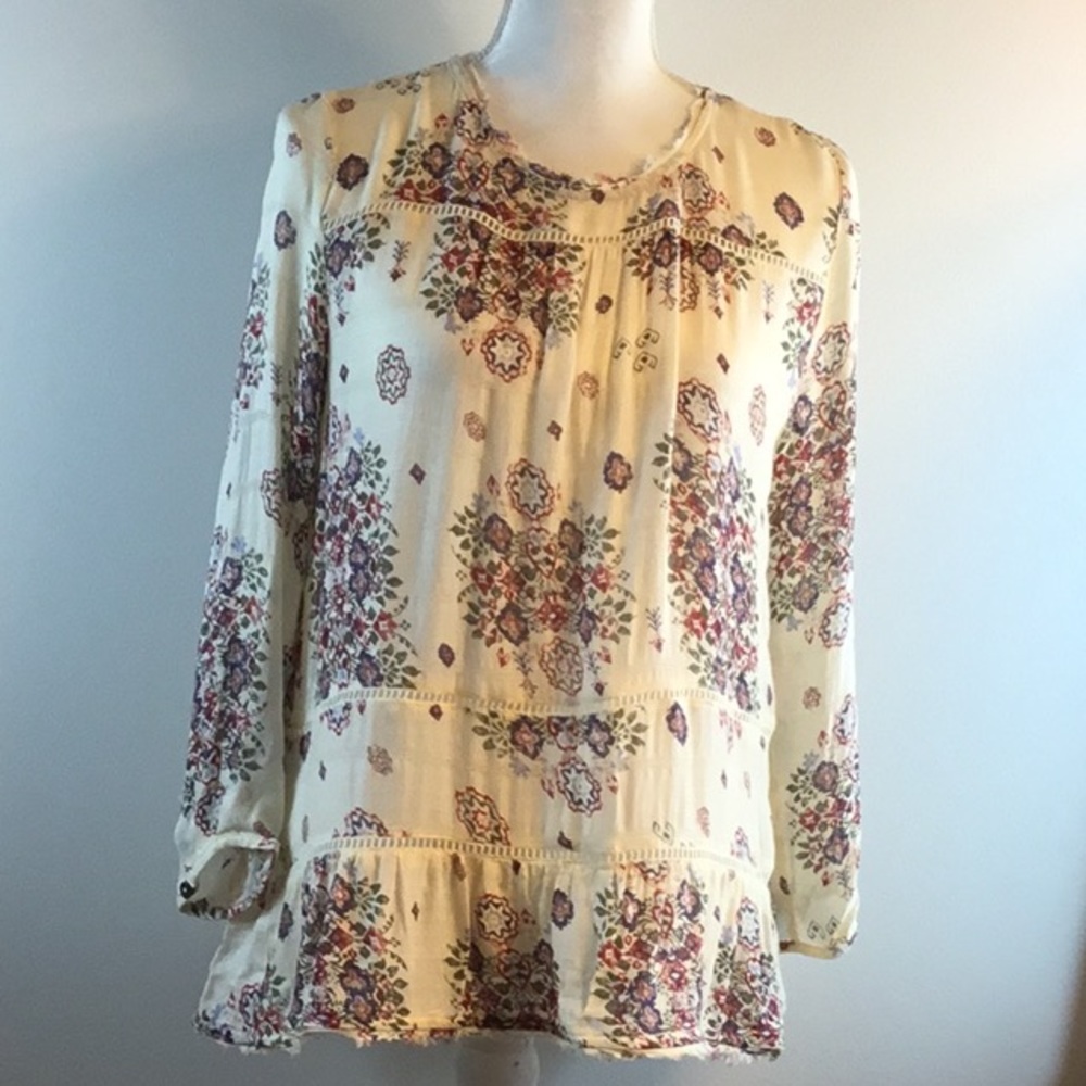 Bob Timberlake shirt blouse medium ivory floral